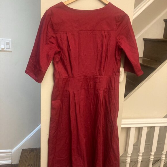 COPY--Simple Garnet Red Cotton Dress - Picture 3 of 4